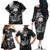 Skull Grunge Pattern Family Matching Off Shoulder Long Sleeve Dress and Hawaiian Shirt Warning I'm an Asshole - Wonder Print Shop