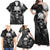 Skull Grunge Pattern Family Matching Off Shoulder Maxi Dress and Hawaiian Shirt Warning I'm an Asshole - Wonder Print Shop