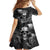 Skull Grunge Pattern Family Matching Short Sleeve Bodycon Dress and Hawaiian Shirt Warning I'm an Asshole - Wonder Print Shop