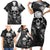 Skull Grunge Pattern Family Matching Short Sleeve Bodycon Dress and Hawaiian Shirt Warning I'm an Asshole - Wonder Print Shop