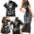 Skull Grunge Pattern Family Matching Short Sleeve Bodycon Dress and Hawaiian Shirt Warning I'm an Asshole - Wonder Print Shop