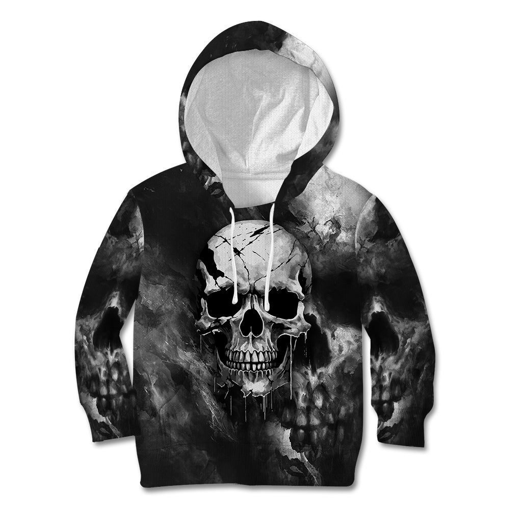 Skull Grunge Pattern Kid Hoodie Warning I'm an Asshole - Wonder Print Shop