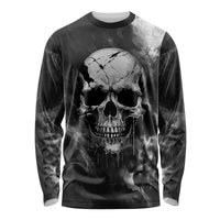 Black long sleeve graphic shirt with grunge skull front print