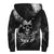 Skull Grunge Pattern Sherpa Hoodie Warning I'm an Asshole - Wonder Print Shop