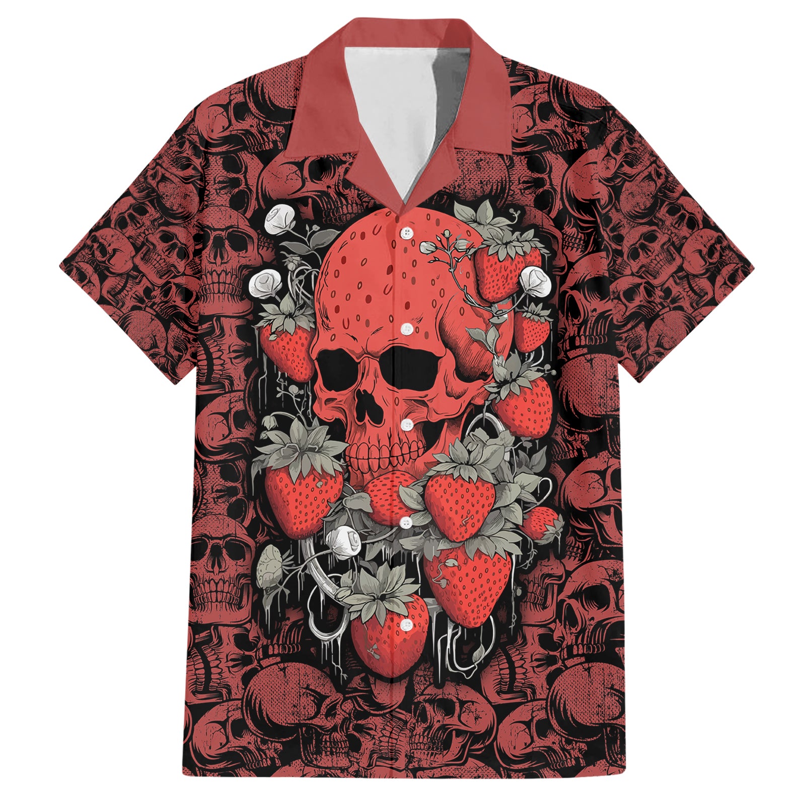 Skull pattern Hawaiian Shirt I Love You Berry Much - Wonder Print Shop