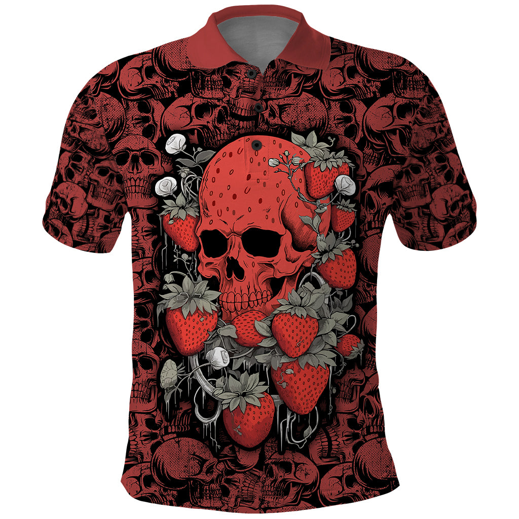 Skull pattern Polo Shirt I Love You Berry Much - Wonder Print Shop