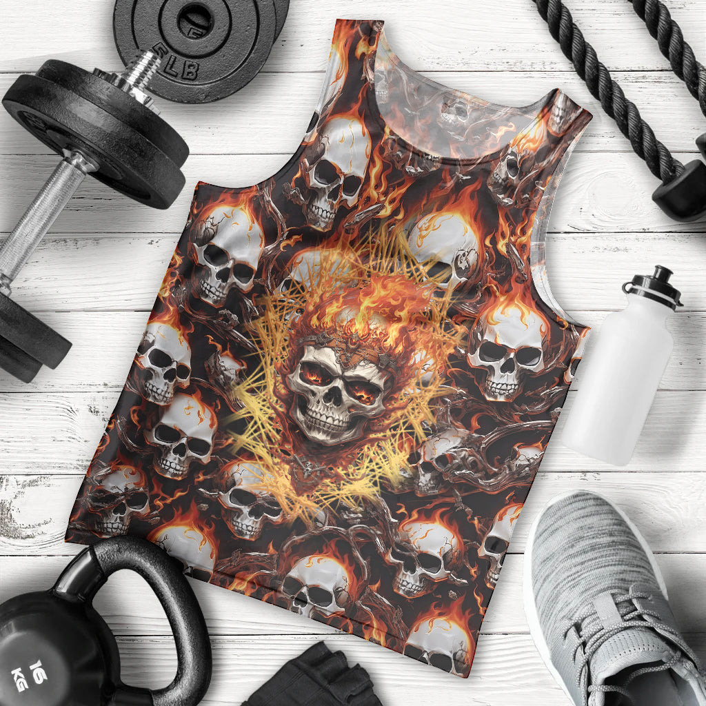 Flaming Skull Men Tank Top Judge Me When You're Perfect Otherwise Shut Up - Wonder Print Shop