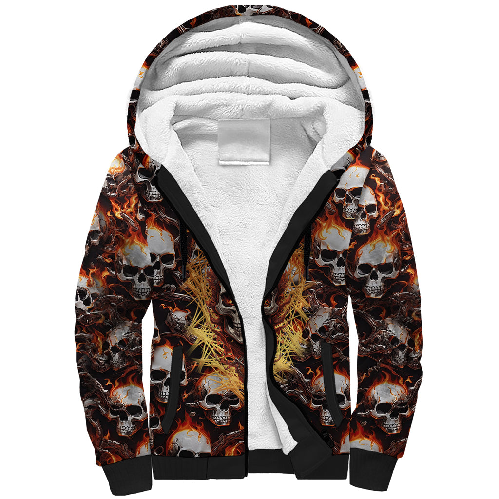 Flaming Skull Sherpa Hoodie Judge Me When You're Perfect Otherwise Shut Up - Wonder Print Shop