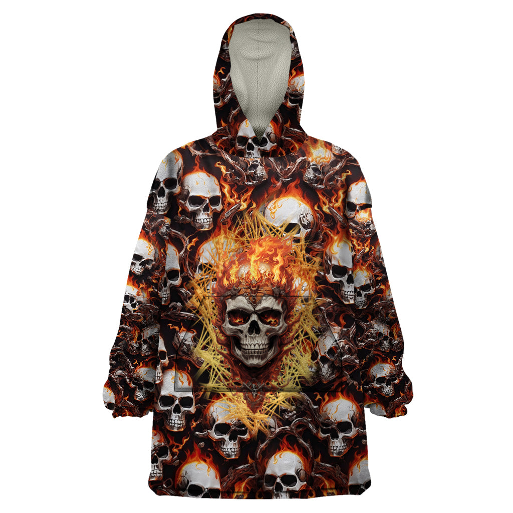 Flaming Skull Wearable Blanket Hoodie Judge Me When You're Perfect Otherwise Shut Up - Wonder Print Shop