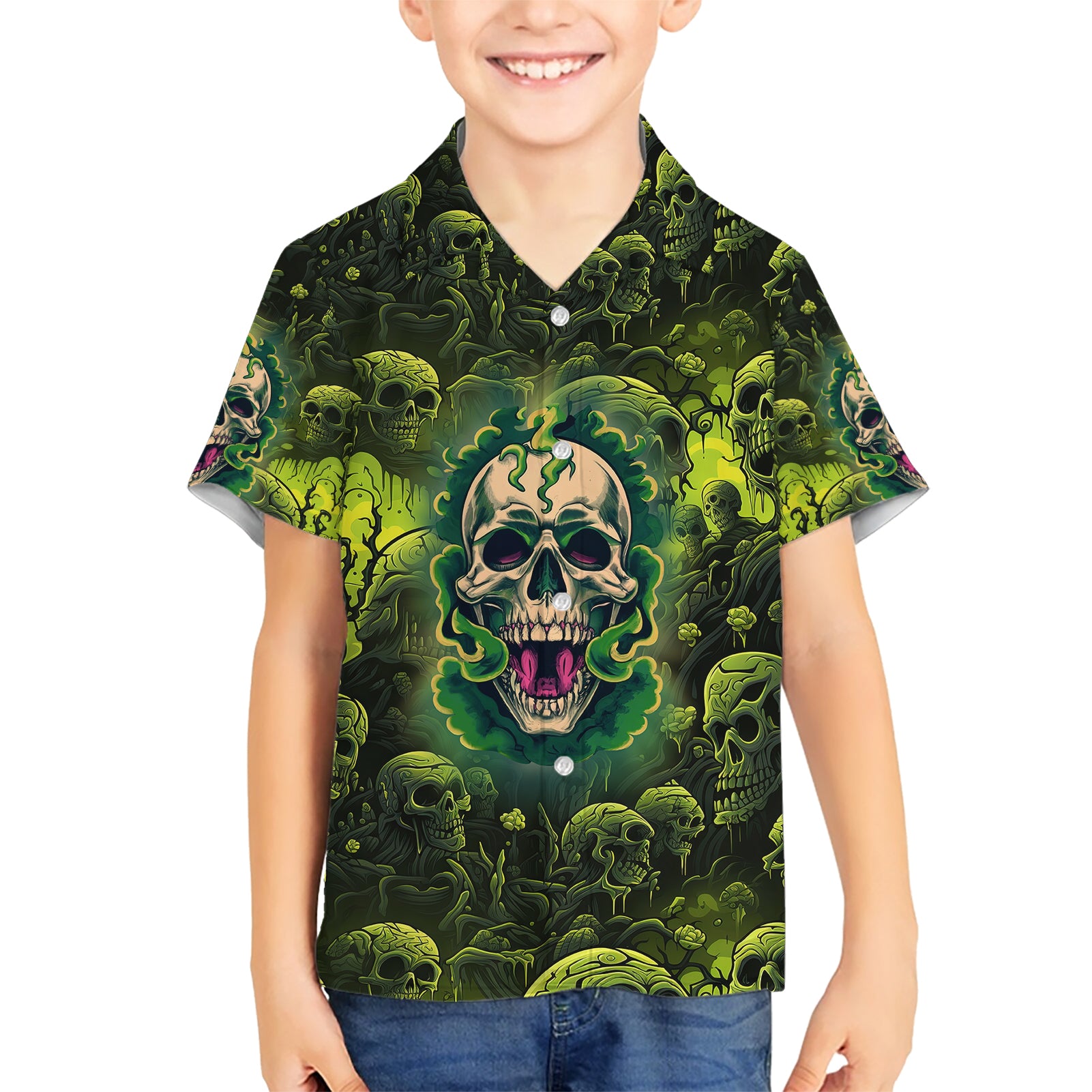 Zombie Skull Kid Hawaiian Shirt I'm Like Literally Dead - Wonder Print Shop