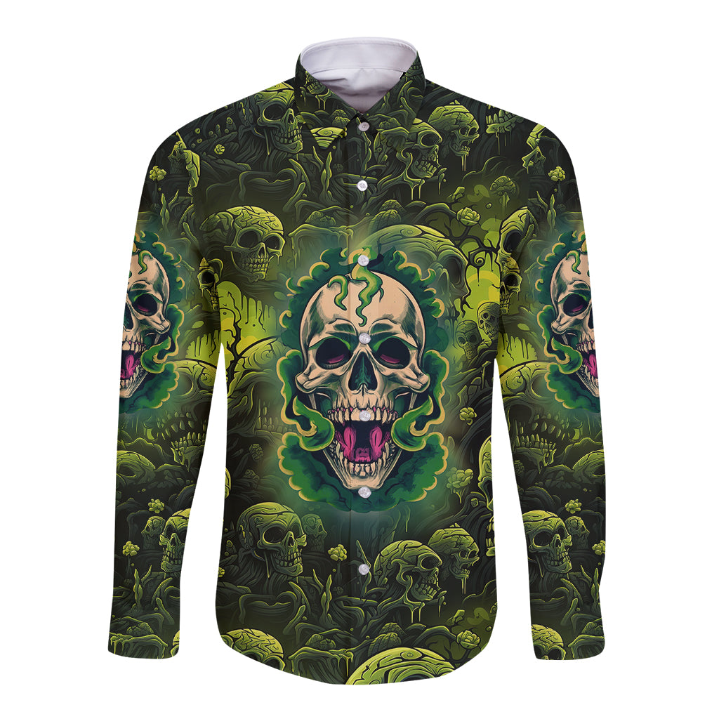 Zombie Skull Long Sleeve Button Shirt I'm Like Literally Dead - Wonder Print Shop