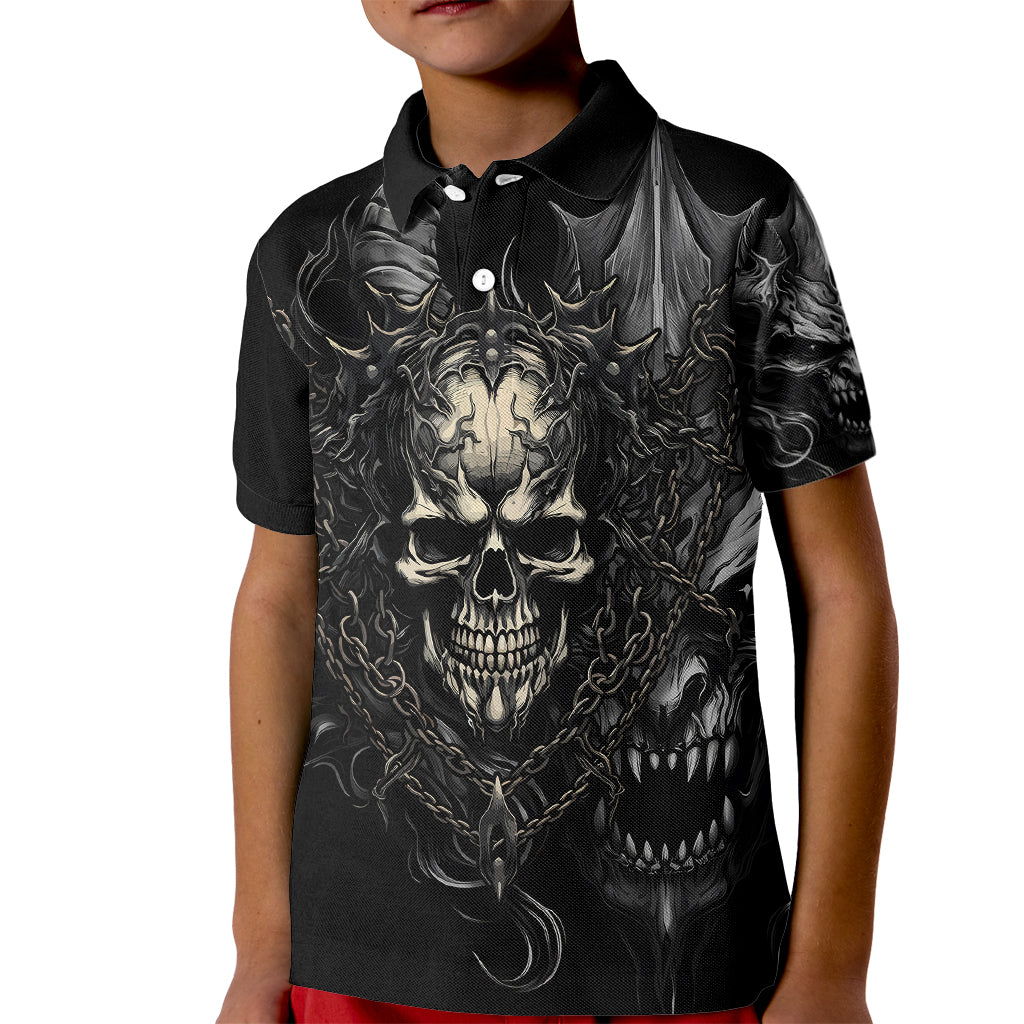 Skull Demon Fantasy Kid Polo Shirt Time To Unleash A Litte Hell - Wonder Print Shop