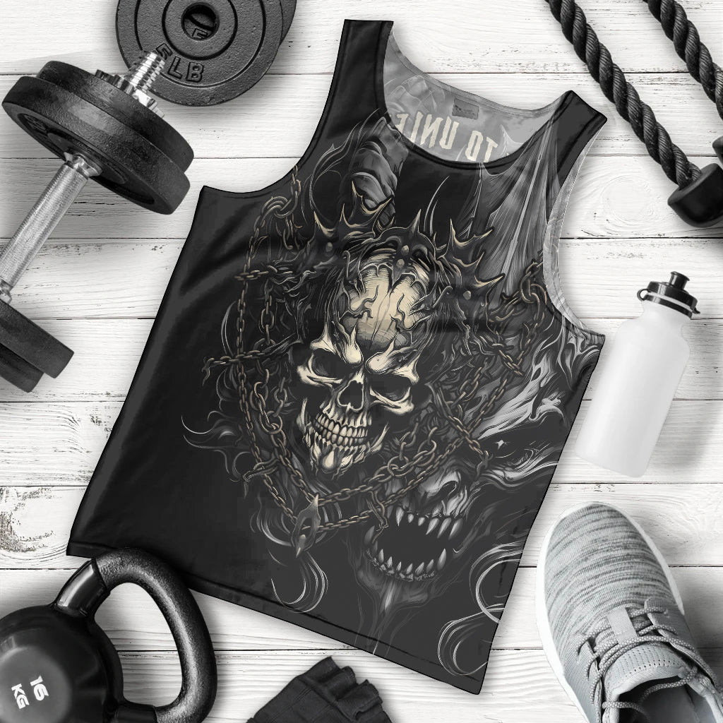 Skull Demon Fantasy Men Tank Top Time To Unleash A Litte Hell - Wonder Print Shop