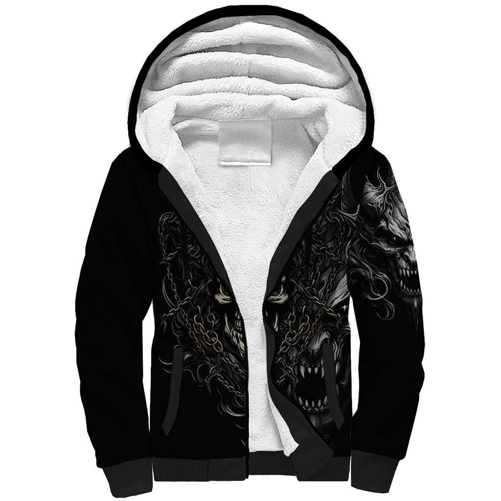 Skull Demon Fantasy Sherpa Hoodie Time To Unleash A Litte Hell - Wonder Print Shop