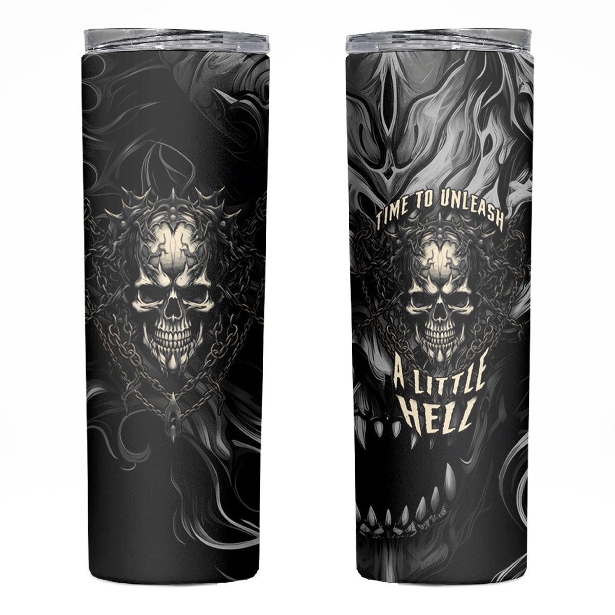 Skull Demon Fantasy Skinny Tumbler Time To Unleash A Litte Hell