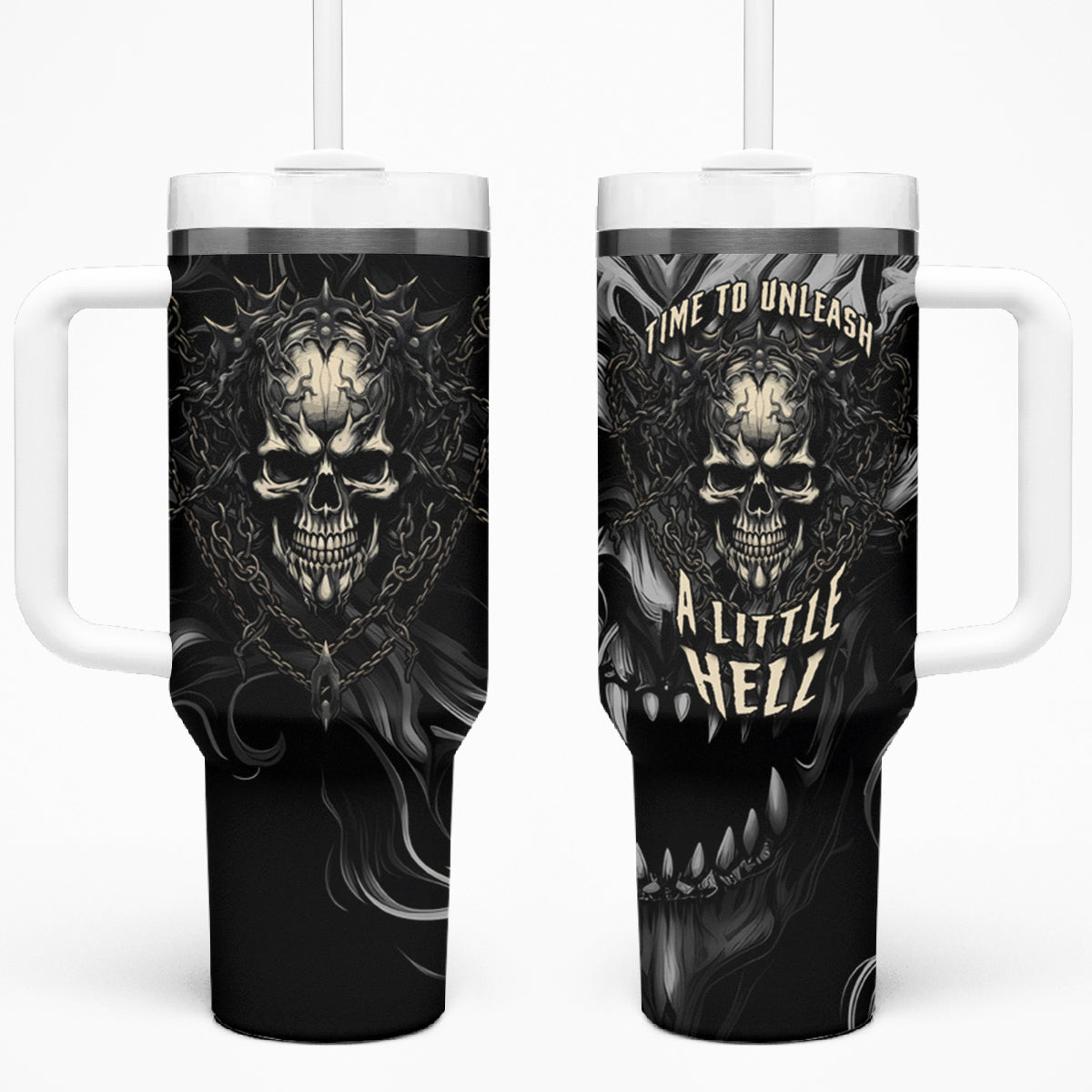 Skull Demon Fantasy Tumbler With Handle Time To Unleash A Litte Hell