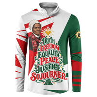 Sojourner Truth Christmas Button Sweatshirt Festive Holiday Graphic With Freedom Equality Peace Text