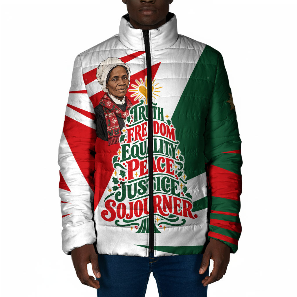 Sojourner Truth Christmas Padded Jacket Festive Holiday Graphic With Freedom Equality Peace Text