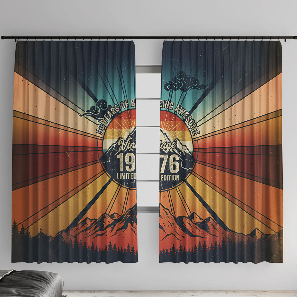 Vintage 1976 50th Birthday 50 Years Of Being Awesome Window Curtain Retro Sunset Mountain Sunrise