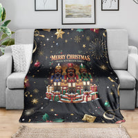 Black Nutcracker Family Christmas Blanket African American Noel Wrapped In Drip