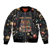 Black Nutcracker Family Christmas Bomber Jacket African American Noel Wrapped In Drip