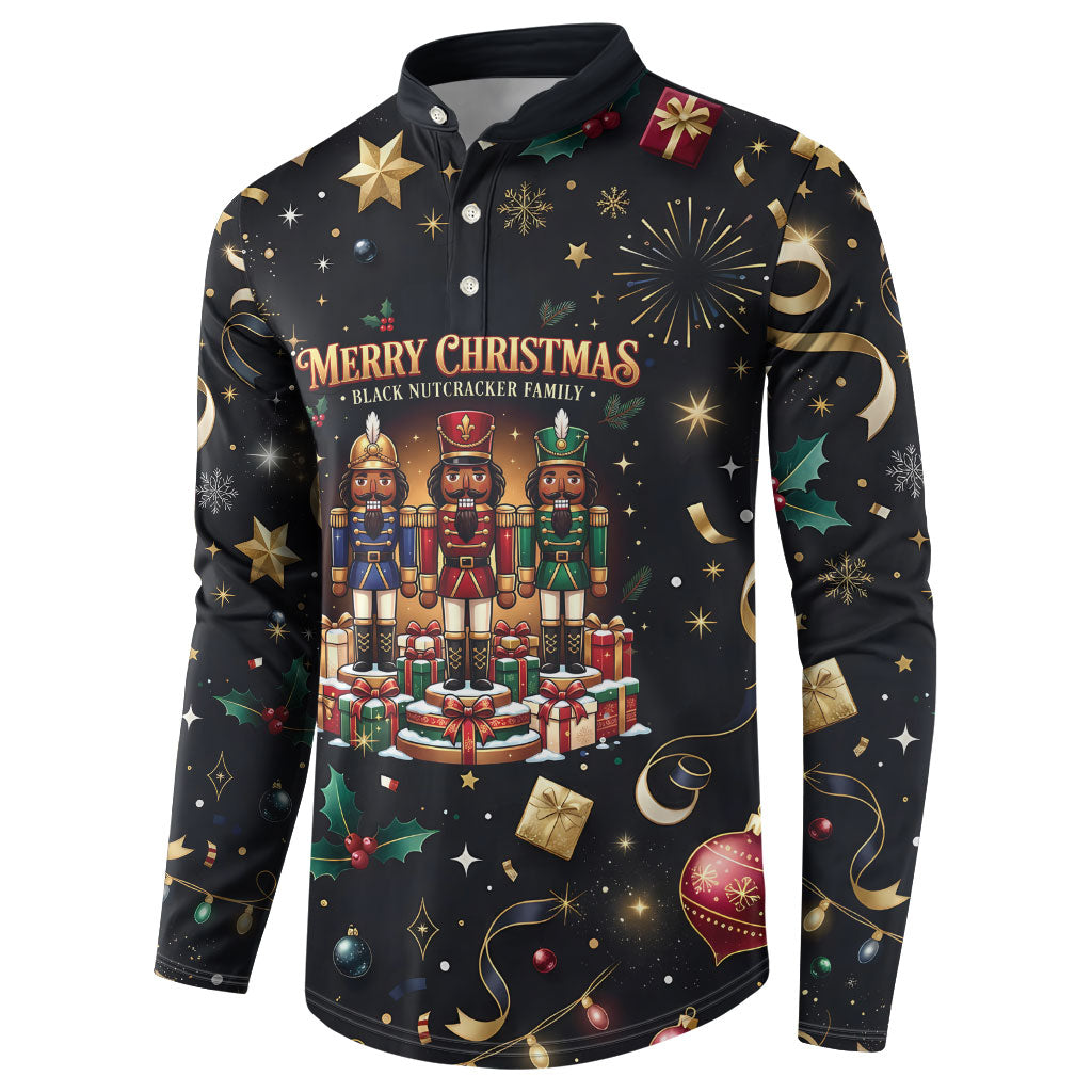 Black Nutcracker Family Christmas Button Sweatshirt African American Noel Wrapped In Drip