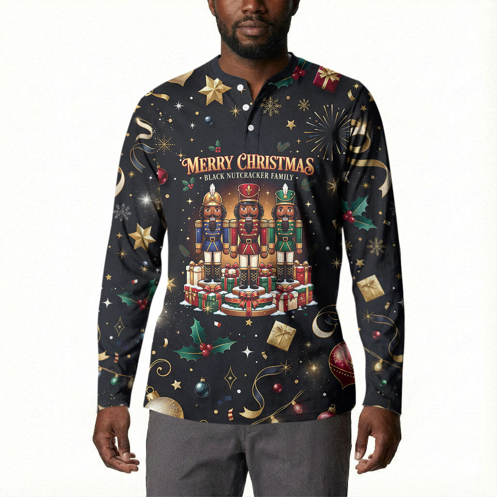 Black Nutcracker Family Christmas Button Sweatshirt African American Noel Wrapped In Drip