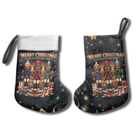 Black Nutcracker Family Christmas Stocking African American Noel Wrapped In Drip