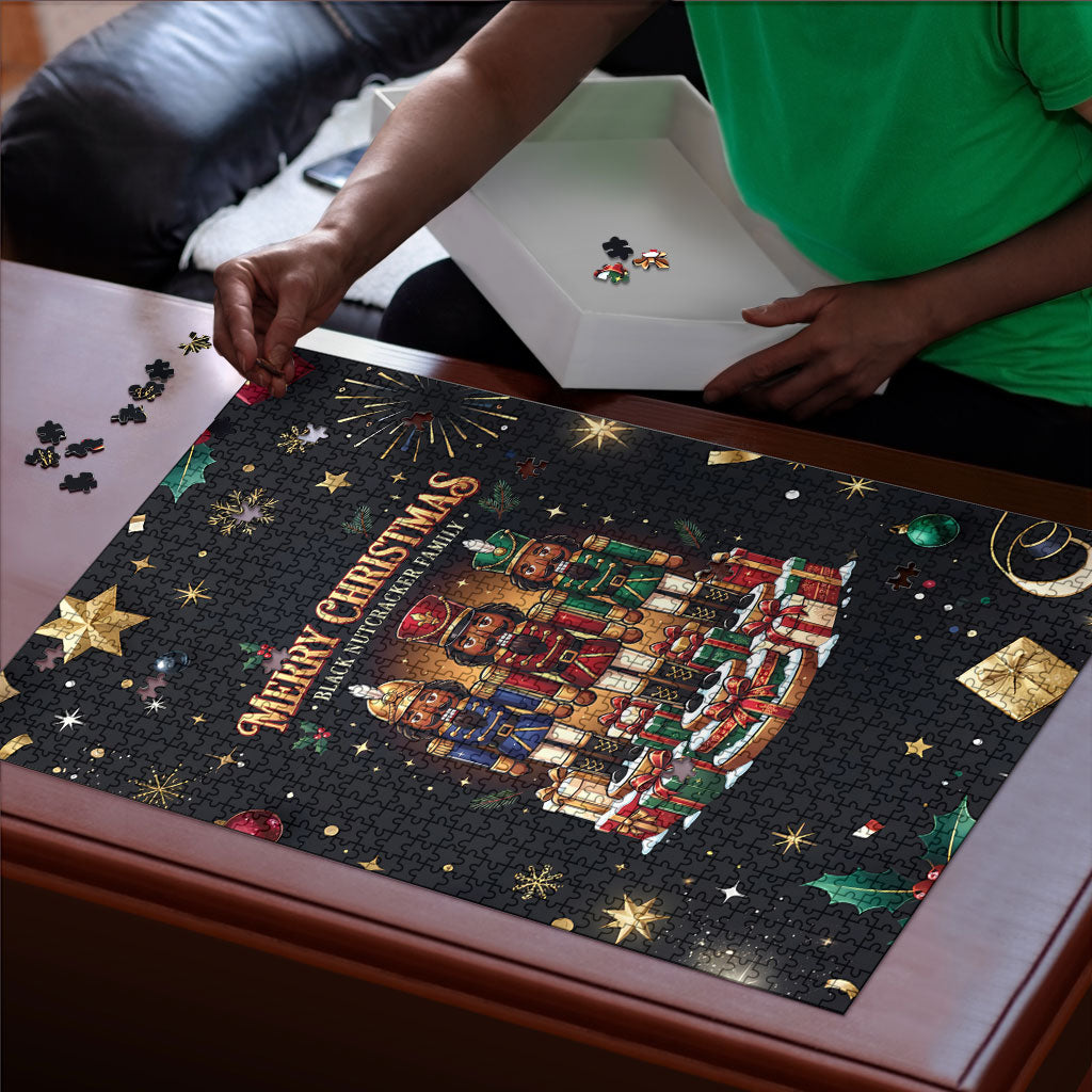 Black Nutcracker Family Christmas Puzzle African American Noel Wrapped In Drip