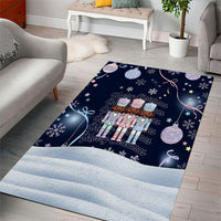 Black Nutcracker Magic Christmas Area Rug African American Pastel Snowflake Winter