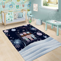 Black Nutcracker Magic Christmas Area Rug African American Pastel Snowflake Winter