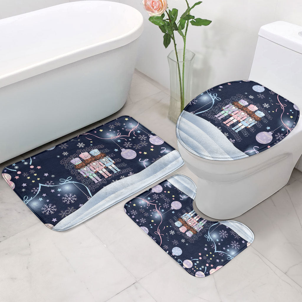 Black Nutcracker Magic Christmas Bathroom Set African American Pastel Snowflake Winter