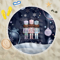 Black Nutcracker Magic Christmas Beach Blanket African American Pastel Snowflake Winter