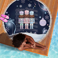 Black Nutcracker Magic Christmas Beach Blanket African American Pastel Snowflake Winter