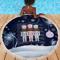 Black Nutcracker Magic Christmas Beach Blanket African American Pastel Snowflake Winter