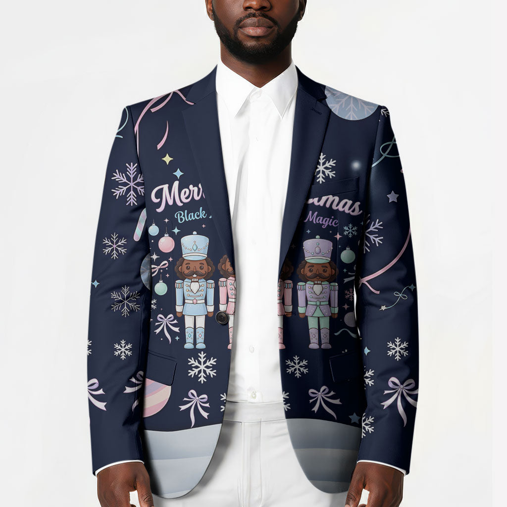 Black Nutcracker Magic Christmas Blazer African American Pastel Snowflake Winter