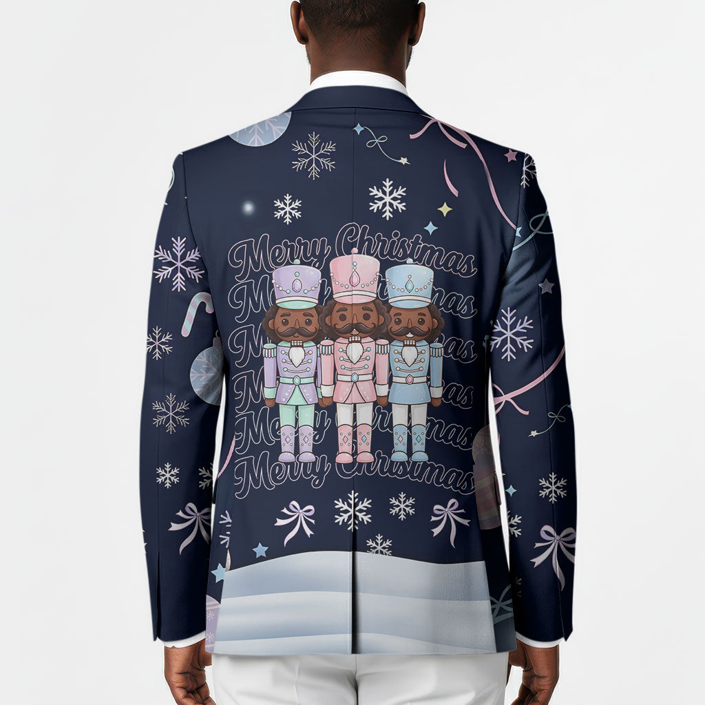 Black Nutcracker Magic Christmas Blazer African American Pastel Snowflake Winter