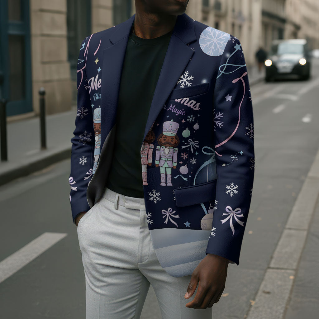 Black Nutcracker Magic Christmas Blazer African American Pastel Snowflake Winter