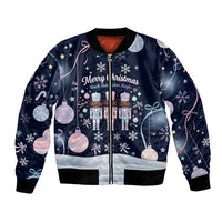 Black Nutcracker Magic Christmas Bomber Jacket African American Pastel Snowflake Winter