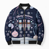 Black Nutcracker Magic Christmas Bomber Puffer Jacket African American Pastel Snowflake Winter