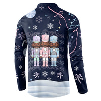 Black Nutcracker Magic Christmas Button Sweatshirt African American Pastel Snowflake Winter