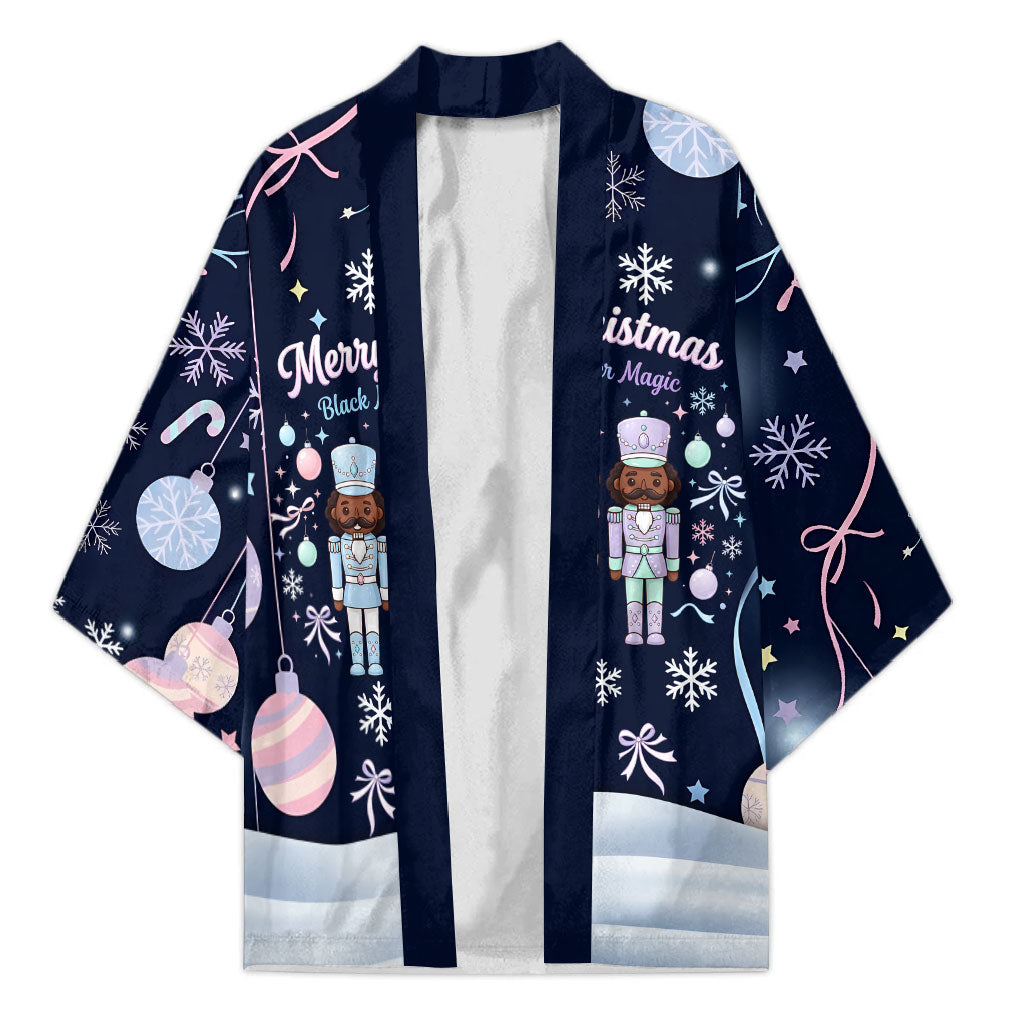 Black Nutcracker Magic Christmas Kimono African American Pastel Snowflake Winter
