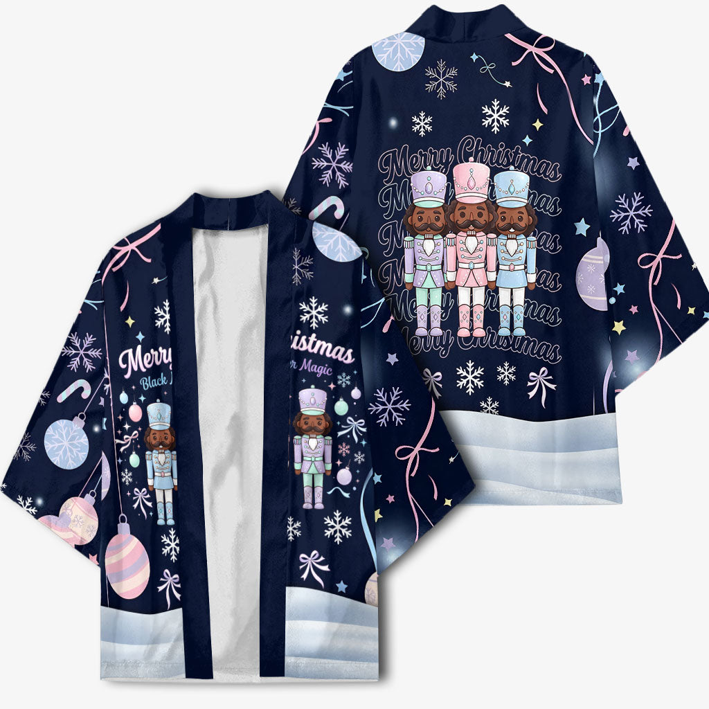 Black Nutcracker Magic Christmas Kimono African American Pastel Snowflake Winter