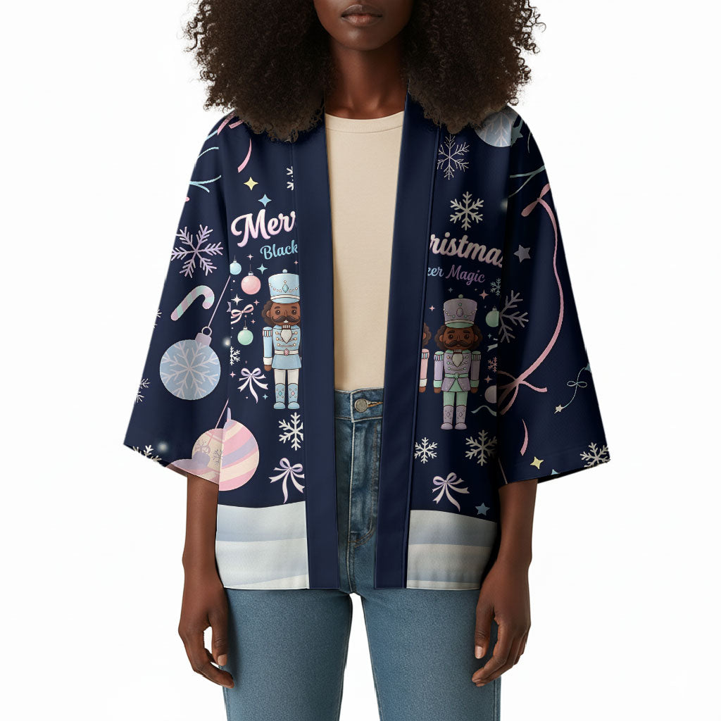 Black Nutcracker Magic Christmas Kimono African American Pastel Snowflake Winter