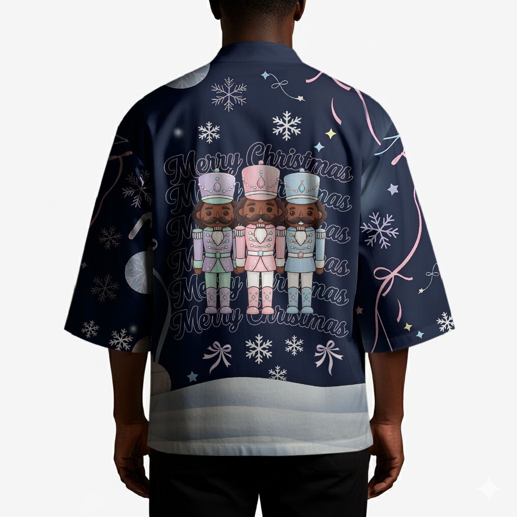 Black Nutcracker Magic Christmas Kimono African American Pastel Snowflake Winter
