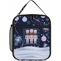 Black Nutcracker Magic Christmas Lunch Bag African American Pastel Snowflake Winter