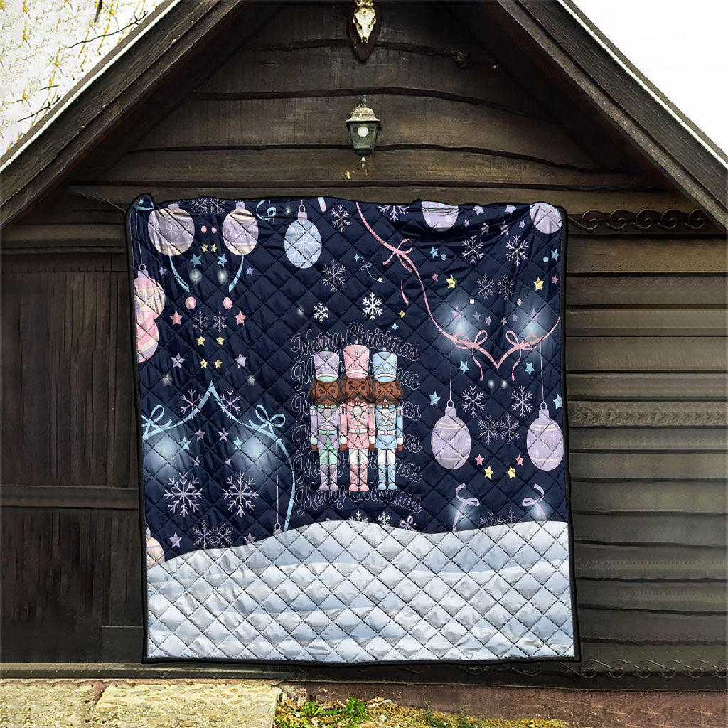 Black Nutcracker Magic Christmas Quilt African American Pastel Snowflake Winter