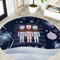 Black Nutcracker Magic Christmas Round Carpet African American Pastel Snowflake Winter