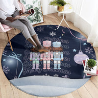 Black Nutcracker Magic Christmas Round Carpet African American Pastel Snowflake Winter