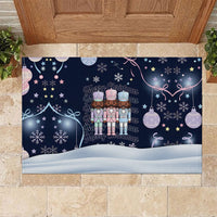 Black Nutcracker Magic Christmas Rubber Doormat African American Pastel Snowflake Winter